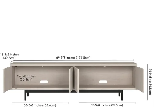 Vista 3 de Henn&Hart Whitman, soporte rectangular para TV de 70 pulgadas, color blanco aliso