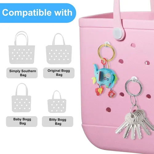 Vista 2 de BABORUI Llavero para bolsa Bogg, llavero ligero compatible con bolsas Bogg pequeñas y grandes, accesorio de dije para bolsa Bogg Bag Tote, dorado