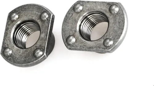 Vista 4 de heyous 10pcs tuercas de soldadura, M12 Tab Base UNC Acero al carbono Tornillo de máquina 4 Proyección Plata