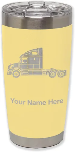 Vista 17 de LaserGram Taza aislada al vacío de 20 onzas, cabina de camión, grabado personalizado incluido (negro)