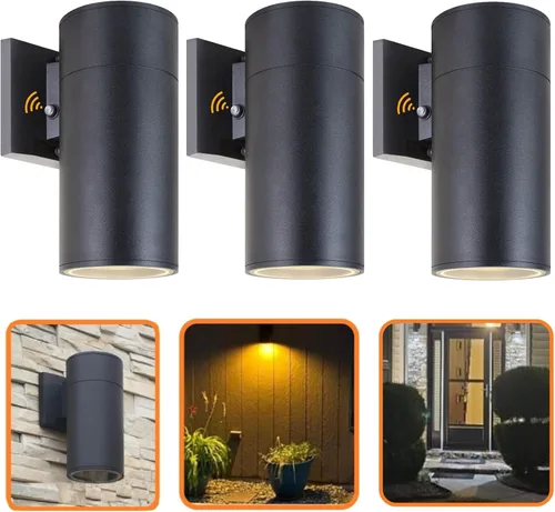 Vista 26 de Lámpara de pared para exteriores, iluminación exterior – Listado ETL, aluminio fundido a presión antioxidante, impermeable, diseño de cilindro