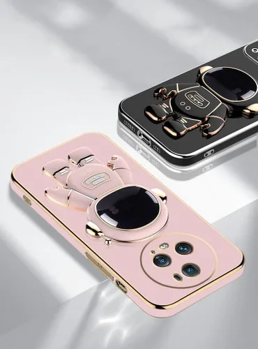 Vista 2 de Compatible con Honor Magic 5 Pro Funda con chapado creativo de astronauta de dibujos animados rosa, funda para teléfono Honor Magic 5 Pro, funda