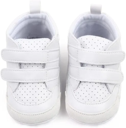 Vista 5 de Sekantrol Zapatos de cuna para recién nacidos, para niños y niñas, suela de goma suave, zapatos para bebés, zapatos deportivos de moda de caña alta