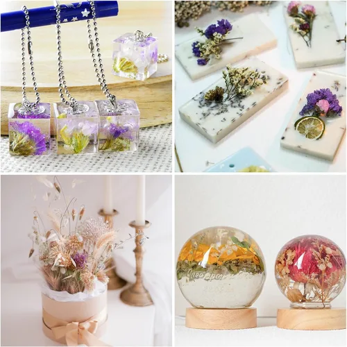 Vista 5 de PATIKIL Flores prensadas para manualidades, flores secas a granel, flores prensadas naturales, hojas para resina, jabón, vela, álbumes de recortes
