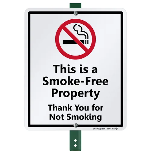 Vista 7 de SmartSign Letrero LawnBoss® "No Smoking on Premises" Letrero de aluminio de 10 x 12 pulgadas con estaca de 3 pies