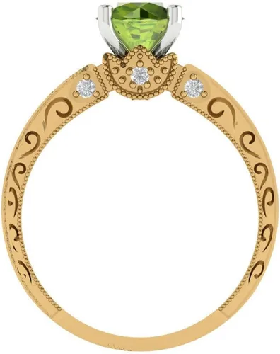 Vista 4 de Clara Pucci Solitario de corte redondo de 1.64 ct Propuesta de peridoto verde vívido diseñador boda aniversario nupcial con acento 14k 2 tono oro