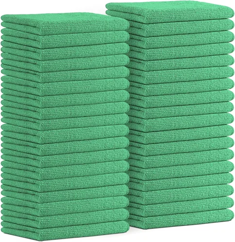 Vista 23 de Avalon Towels Paños de limpieza de microfibra (paquete de 48) – Tamaño 16 x 16 pulgadas, trapos de limpieza altamente absorbentes, sin pelusa Negro
