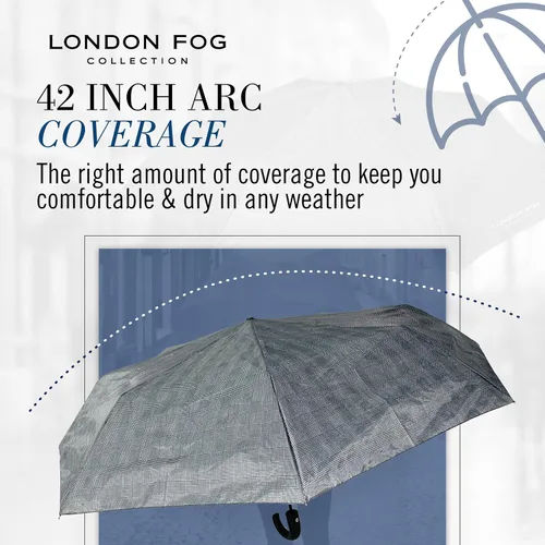Vista 4 de London Fog Rain Umbrella, Automatic Folding Umbrella, Windproof, Lightweight and Packable for Travel, Full 4244 Inch Arc