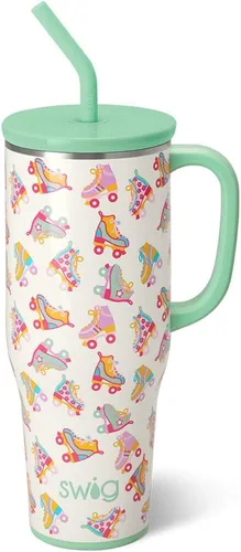 Vista 23 de Swig Life - Taza Mega de 40 onzas, Taza de 40 oz con asa, apta para vasos, apta para lavavajillas, taza aislada extra grande, acero inoxidable
