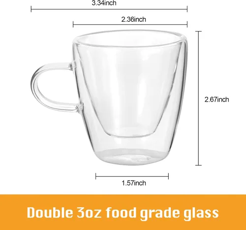 Vista 2 de Mini Express Swiss Single Tube Moka Pot Aluminio Azul, El juego de moka incluye una taza de doble pared de 3 onzas, disfruta de un delicioso café