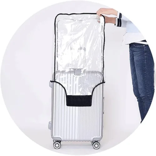 Vista 6 de Funda protectora de PVC transparente para maleta, cubierta de equipaje transparente, impermeable, con ruedas, cubierta antipolvo, funda protectora