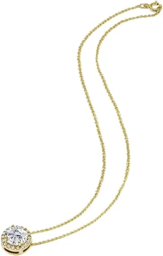 Vista 5 de Collar con colgante redondo de plata de ley de 0.315 in de zafiro blanco sintético para mujer