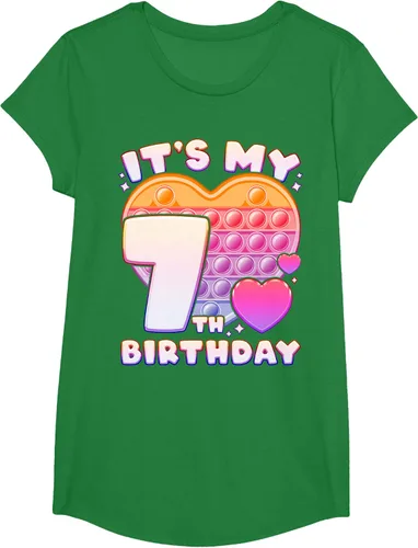 Vista 75 de Pop-it Birthday Girl 7 años de edad, Push it Pop Fidget Bubble Camiseta, Negro