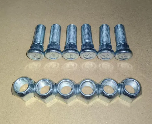 Vista 3 de 6 pernos dentados clase 12.9 para rueda dentada de 1/2-20, moleteado de 0.56 pulgadas (0.563 in) de longitud debajo de la cabeza con tuercas