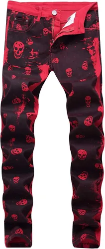 Vista 3 de Chouyatou Pantalones vaqueros de mezclilla para hombre con ajuste elástico