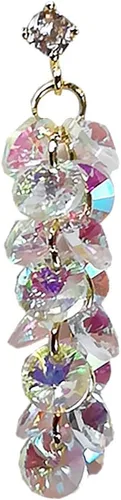 Vista 5 de Pendientes largos para mujer, diseño de diamantes de imitación