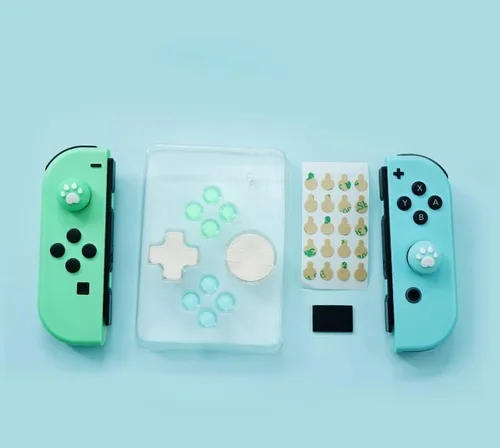 Vista 7 de ABXY - Adhesivo para botones de teclas para Nintendo Switch Joycon Controller Thumb Stick Grip Cap Funda protectora (rosa + blanco)