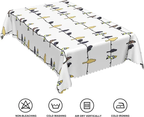 Vista 6 de Mantel rectangular de 60 x 120 pulgadas, estampado de pájaros en ramas, mantel decorativo impermeable y resistente a las manchas, para cocina