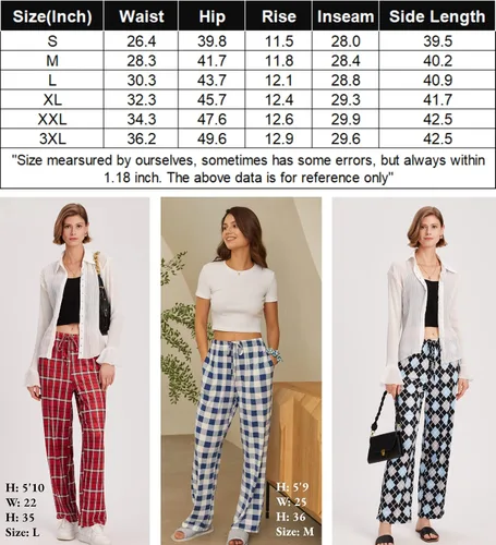 Vista 6 de Ekouaer - Pantalones cómodos de pijama, con bolsillos, a cuadros, elásticos y con cordón, para mujer