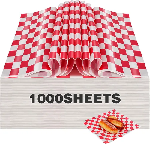 Vista 13 de Colarr 1000 hojas de papel encerado a granel de 15 x 15 pulgadas, papel grande para envolver sándwiches a cuadros, para hamburguesas, pan, Negro