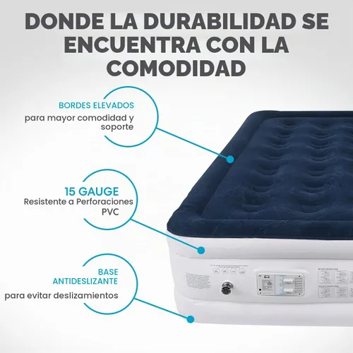 Vista 4 de Simpli-Magic Premium Collection - Colchón de aire de lujo, bomba integrada de alta capacidad para el hogar y el campamento, doble altura, ajustable