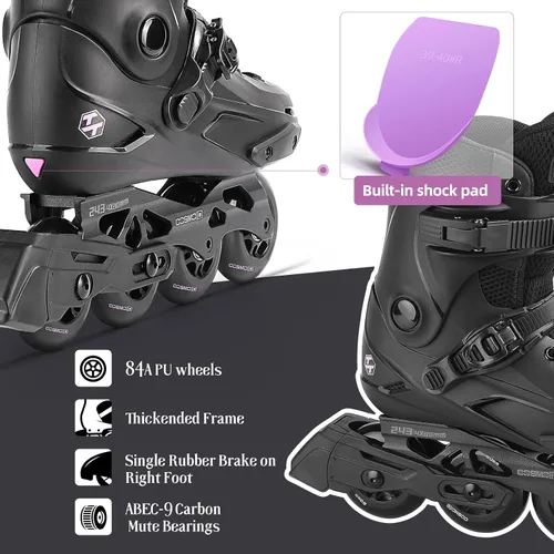 Vista 5 de Patines en línea profesionales para mujeres y hombres, cuchillas de patines COSMOID para adultos, hombres y mujeres, talla 5-13, patines