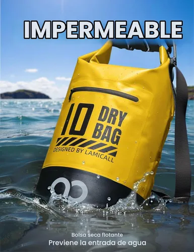 Vista 3 de Lamicall Dry Bag Mochila impermeable con bolsa para teléfono 5L/10L/20L/30L/40L Lemon Yellow