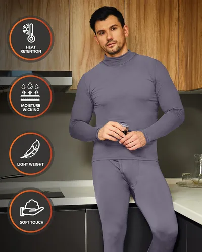 Vista 2 de CL convallaria Paquete de 2 calzoncillos térmicos largos para hombre, forro polar suave, capa base para clima frío, tallas XS-4XL