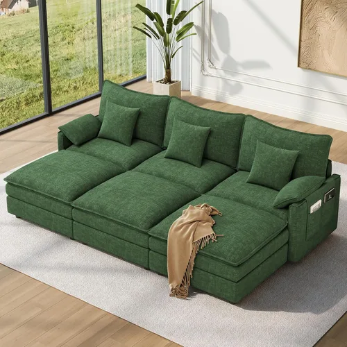 Vista 45 de Vesgantti Sofá modular de 108 pulgadas, cómodo sofá de nube con asiento profundo otomano movible, sofá modular en forma de L, sofás seccionales