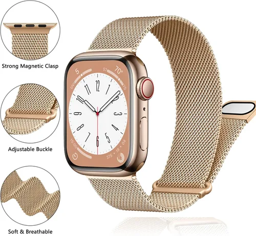 Vista 2 de Correa milanesa para Apple Watch Band de 1.575 pulgadas, 1.732 pulgadas, 1.614 pulgadas, 1.772 pulgadas, 1.654 pulgadas, 1.614 pulgadas, 1.614