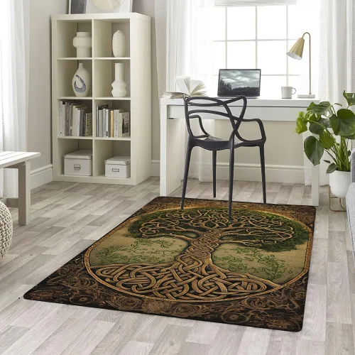 Vista 5 de Celtic Area Rug - Alfombra vikinga decorativa del árbol de la vida, suave, moderna, única, antideslizante, para comedor, regalo para padres, niños