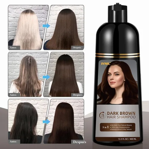Vista 6 de Ivnil Champú de tinte de cabello castaño oscuro para cobertura de cabello