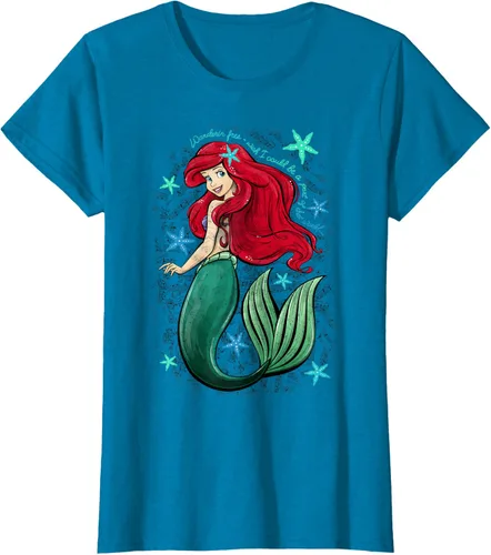 Vista 44 de Disney The Little Mermaid - Camiseta con notas musicales de Ariel, talla S Blanco