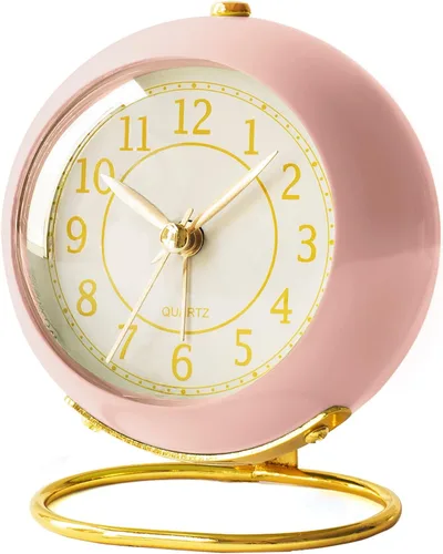 Vista 7 de AYRELY® Relojes Despertadores de Escritorio a Batería con Luz, Reloj Analógico Pequeño Retro Silencioso Sin Tictac, Reloj de Mesa Fuerte para Mesita