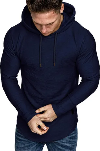 Vista 3 de Moderna sudadera deportiva de vellón con capucha, para hombres, jersey de lana unicolor sin botones.