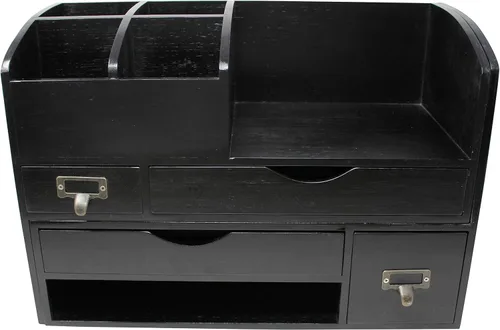 Vista 2 de Executive Office Solutions Organizador de escritorio de oficina de madera ajustable grande para escritorio, mesa o mostrador, estante