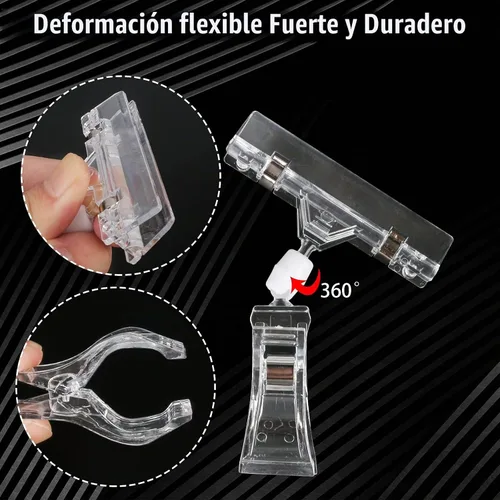Vista 5 de Mlici Paquete de 16 clips transparentes para letreros, abrazadera