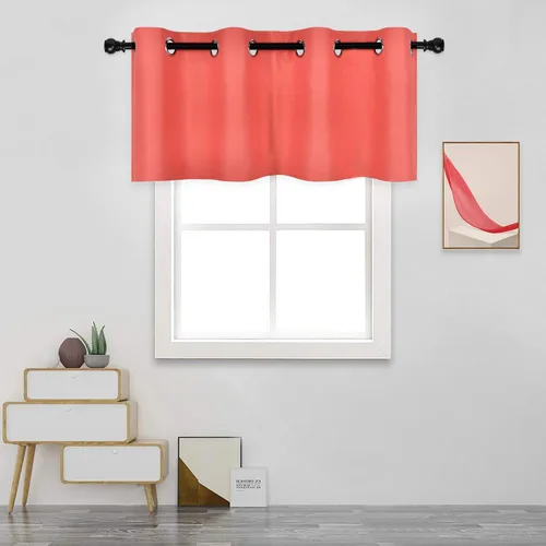 Vista 72 de DECOVSUN Cenefa de cortina opaca amarilla brillante para ventanas de cocina, cenefa opaca con ojales para dormitorio, cenefa corta y recta para sala