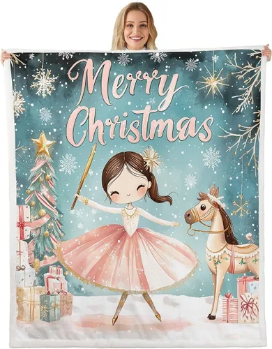 Vista 28 de Manta de cama Kawaii de Papá Noel, manta rústica de felpa con corona de Navidad para decoración rústica del hogar, manta de franela de flores rojas