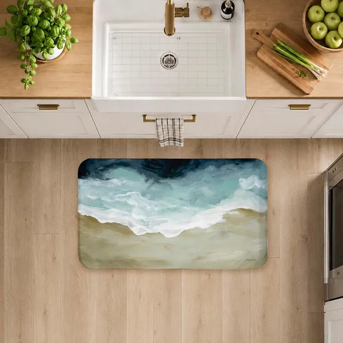 Vista 2 de Aerial Beachscape Impression, 30 x 18 Inch Anti-Fatigue Kitchen Mat Aerial Beachscape Waves