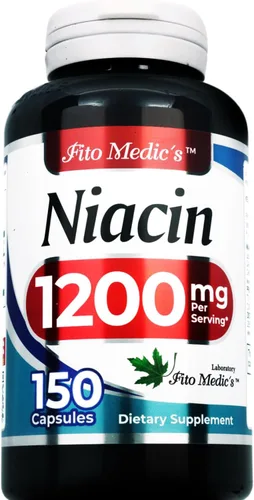 Vista 3 de FITO MEDIC'S Suplemento de niacina de laboratorio, vitamina B3, 150 cápsulas