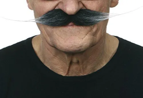 Vista 31 de Mustaches Self-Adhesive Fake Mustache, Synthetic Fur Costume Accessory Set Arqueólogo gris con blanco
