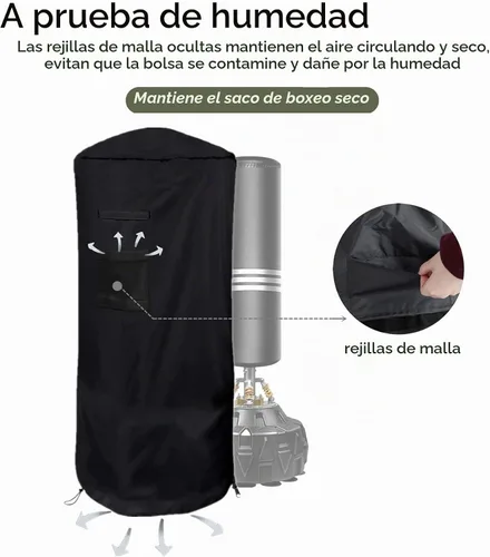 Vista 6 de Falezern Funda protectora para saco de boxeo independiente, ajustable engrosada resistente, impermeable para boxeo al aire libre
