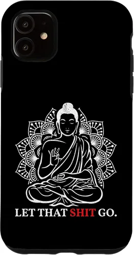 Vista 6 de iPhone 12 mini Let That Shit Go Buda Meditación Entrenamiento Yoga Lover Estuche de regalo