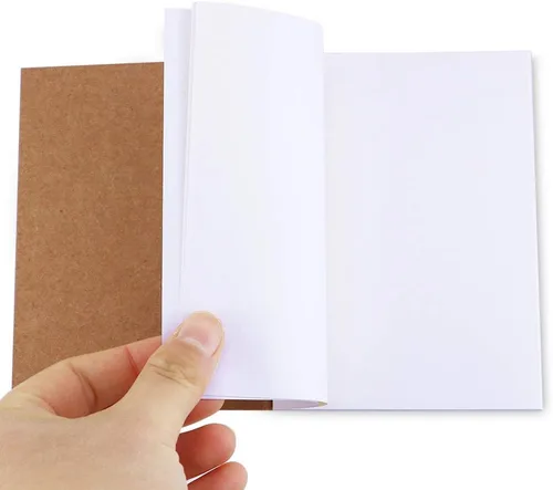 Vista 4 de Paquete de 24 libros en blanco sin forro, mini bolsillo de papel kraft marrón, tapa suave, sin rayas, para viajeros, estudiantes, libros