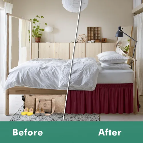 Vista 38 de Biscaynebay Faldas de cama envolventes con esquinas divididas para camas Twin/Twin XL de 15 pulgadas de caída, volantes de polvo elásticos Negro