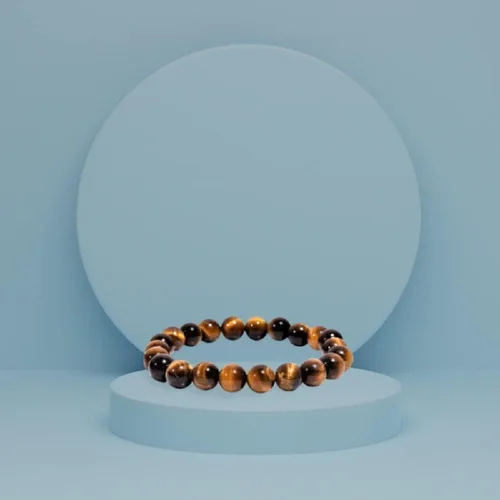 Vista 3 de USA Deals - Pulsera elástica 365 con ojo de tigre natural, piedras preciosas para yoga, energía curativa para hombres y mujeres, tamaño libre, Gema