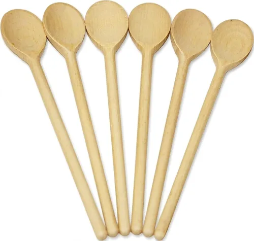 Vista 11 de 12 cucharas de madera de 12 pulgadas de largo, mango largo de madera para mezclar, cucharas ovaladas para hornear, cocinar, degustar, agitar