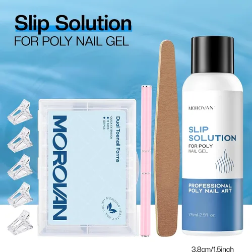 Vista 7 de Morovan Solución deslizante de poligel para uñas: Líquido deslizante de grado de salón y formas de uñas dobles para extensiones de uñas de gel