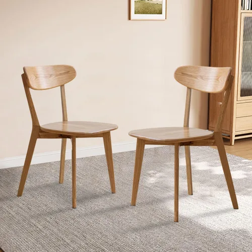 Vista 17 de JUSTONE Mid-Century - Juego de 2 sillas de comedor modernas de madera maciza con respaldo ergonómico, estilo granja para comedor (negro)